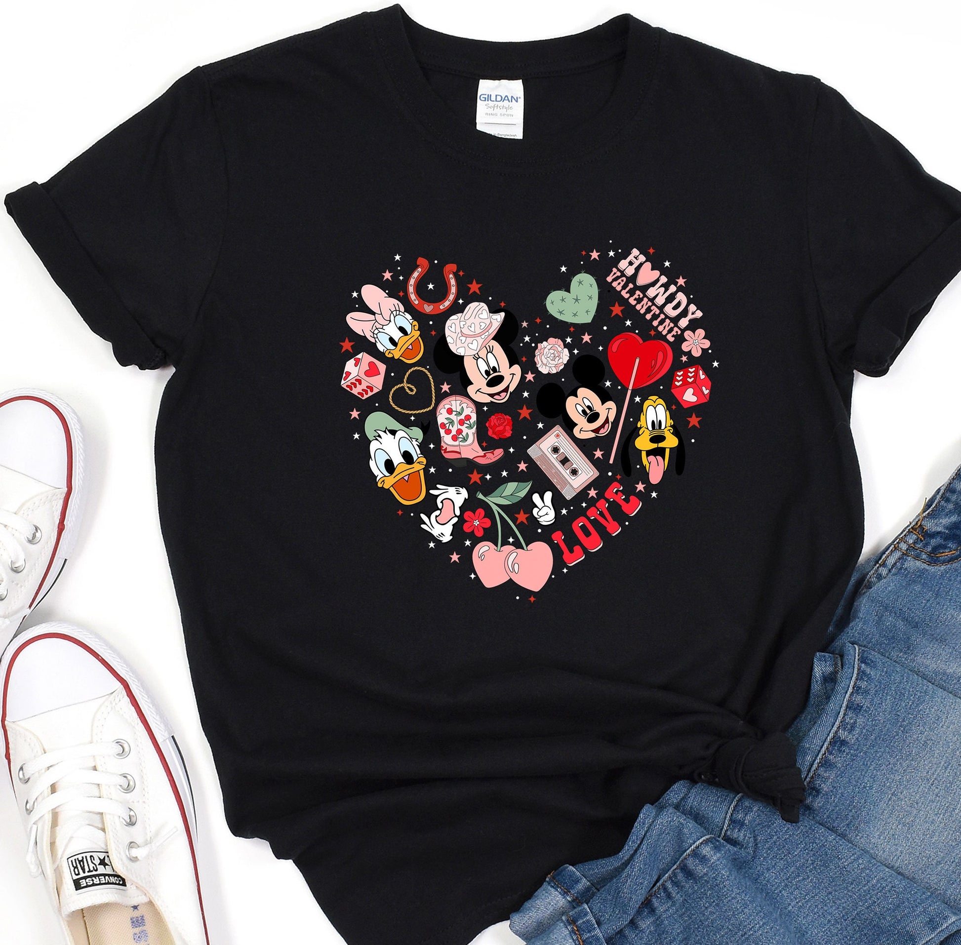 a t - shirt with a mickey mouse heart on it