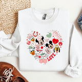 a white shirt with mickey and minnie mouses on it