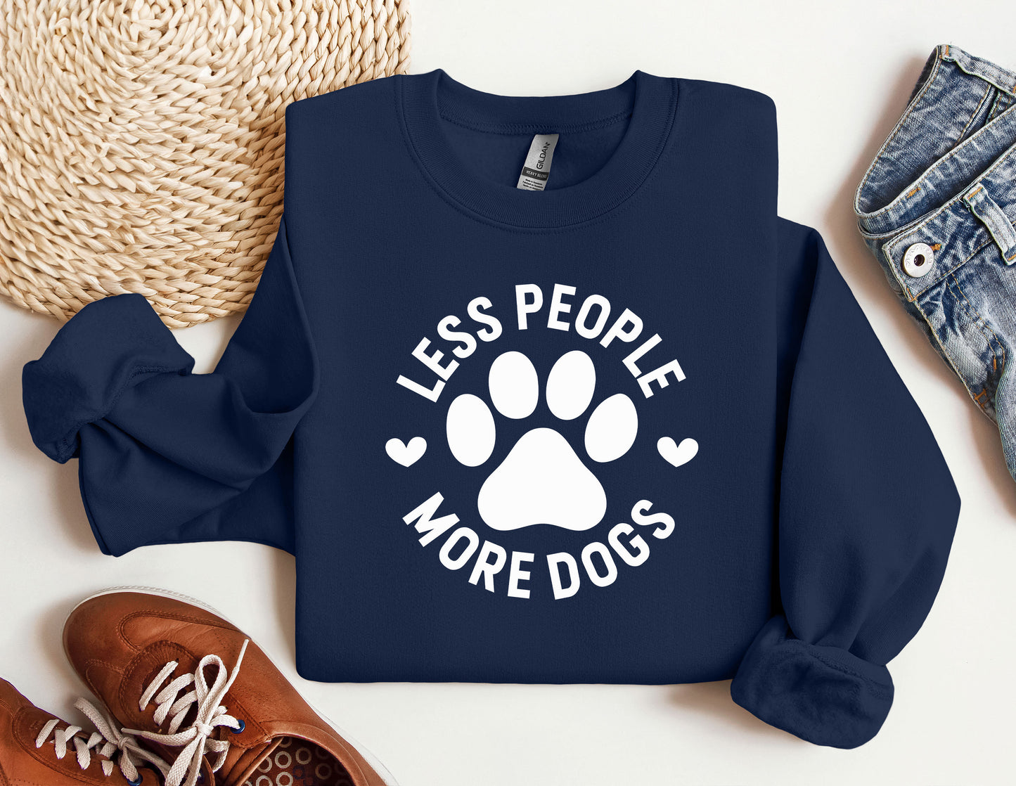 a sweatshirt that says less people more dogs