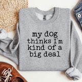 a sweater that says, my dog thinks i'm kind of a big deal