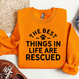 an orange sweatshirt with the words the best things in life are recorded