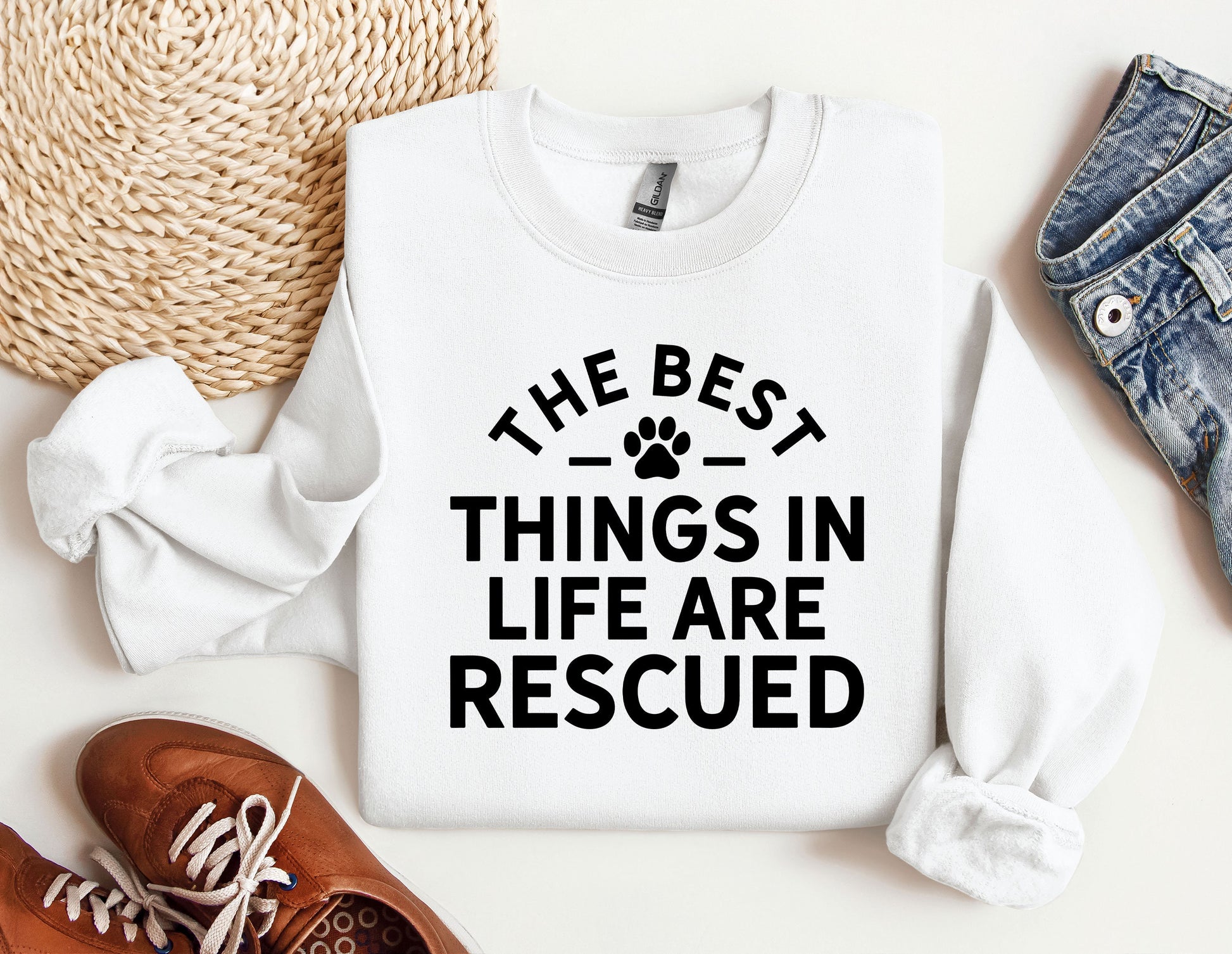 a white sweater with the words the best things in life are recorded