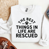 a white sweater with the words the best things in life are recorded