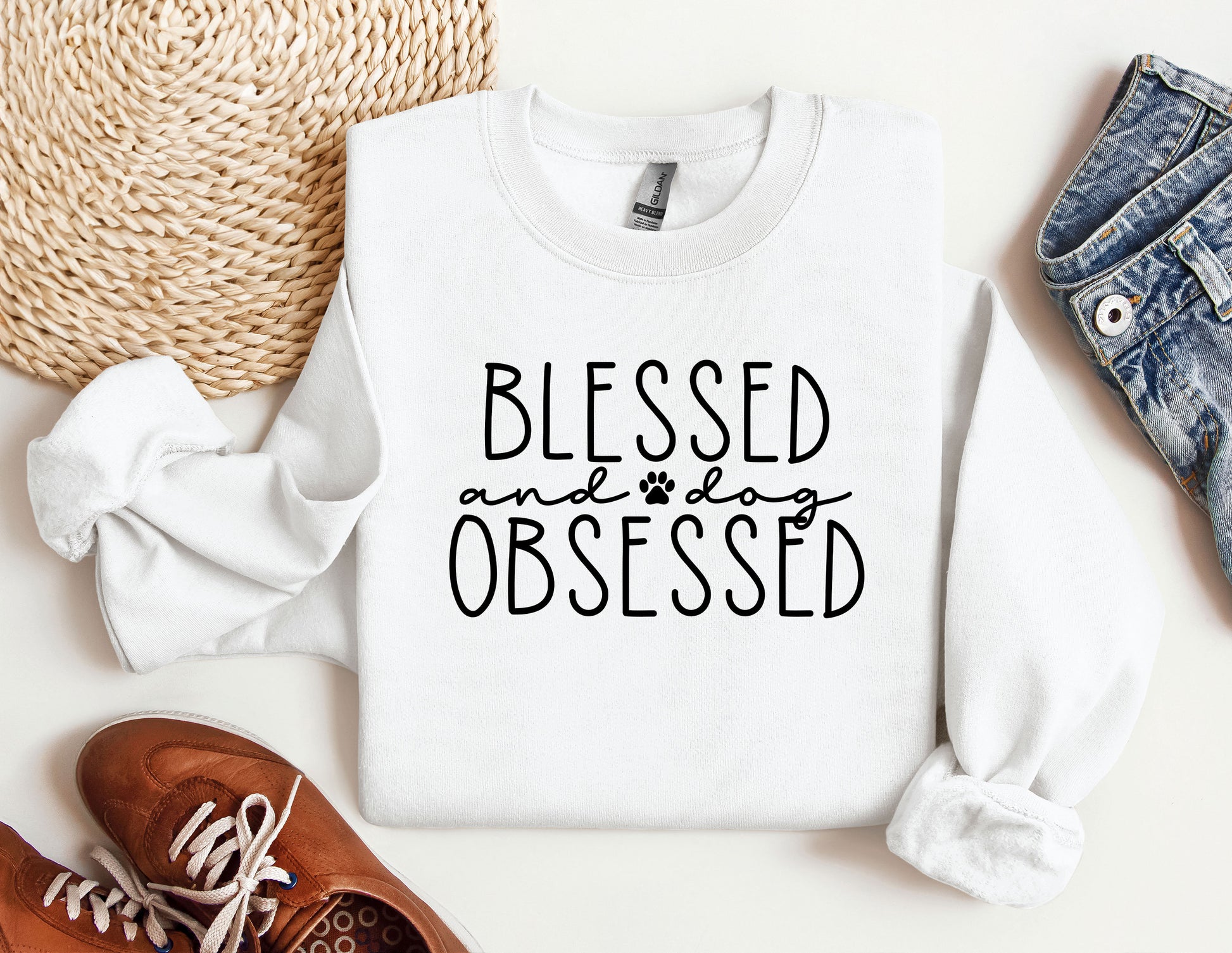 a white shirt that says, blessing and dog obsesed