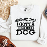 a white sweatshirt with a black print on it