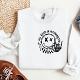 a white shirt with a black and white design on it