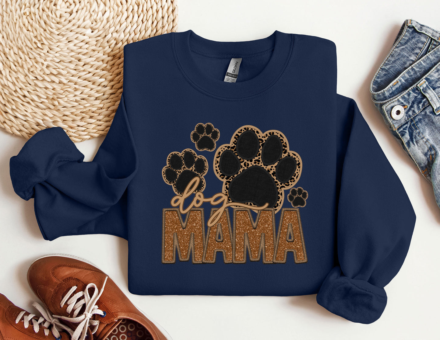 a blue sweatshirt with the word mama printed on it