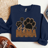 a blue sweatshirt with the word mama printed on it