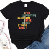 a black t - shirt with the words hero on it