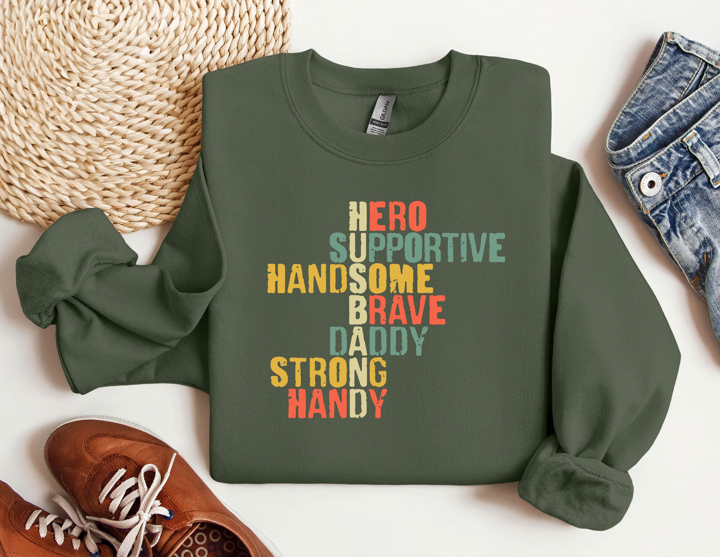 a green sweatshirt with the words hero on it