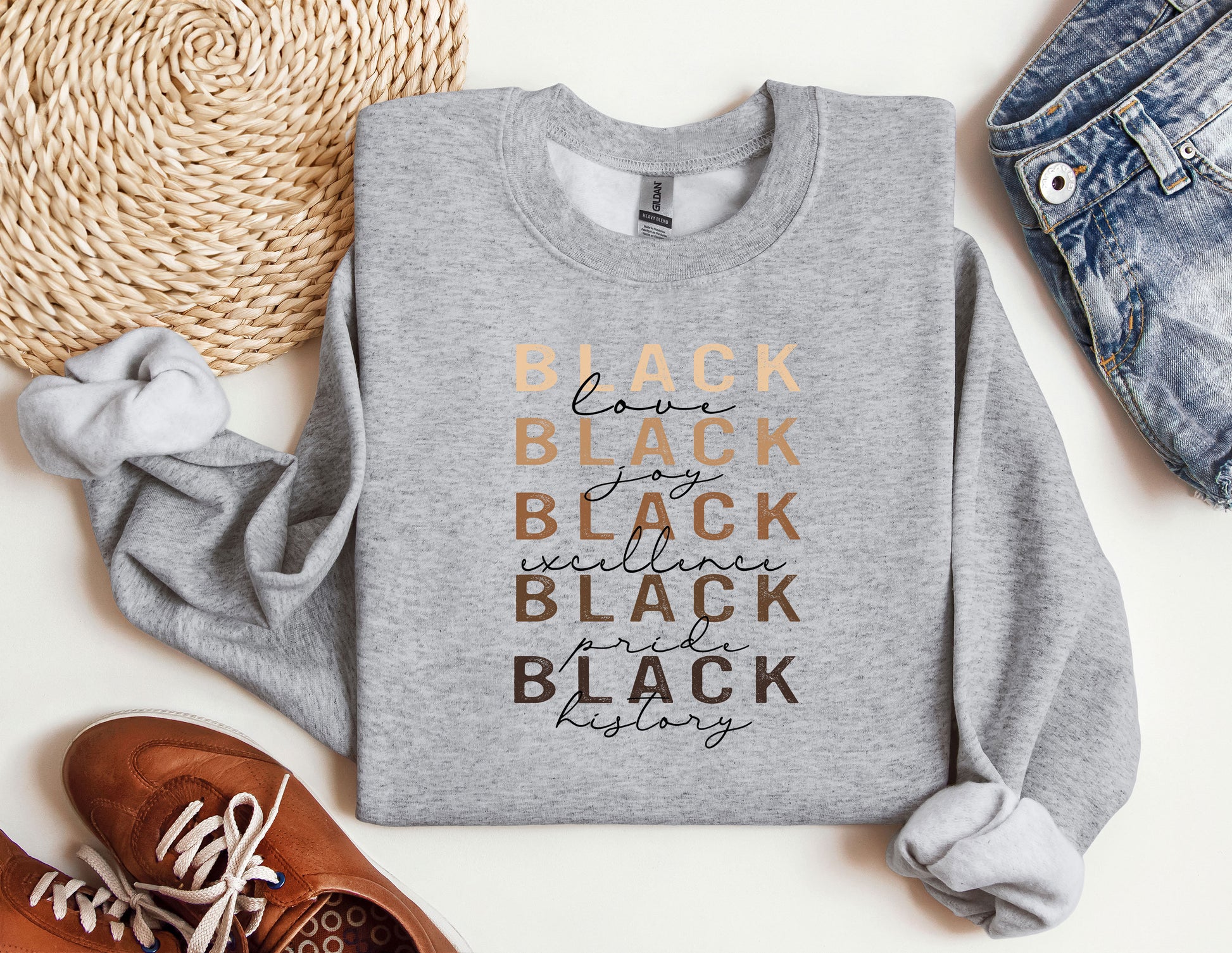 a sweatshirt with the words black on it