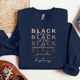 a blue sweatshirt with the words black on it