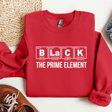 a red shirt that says black the prime element