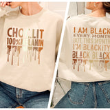 two pictures of a woman wearing a sweatshirt