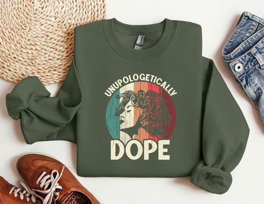 Black History Month, Unapologetically Dope Sweatshirt, African Afro Woman Sweatshirt, Black Girl Gifts, MLK Crewneck, Melanin Crewneck