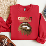 a red shirt with a picture of a woman's mouth on it