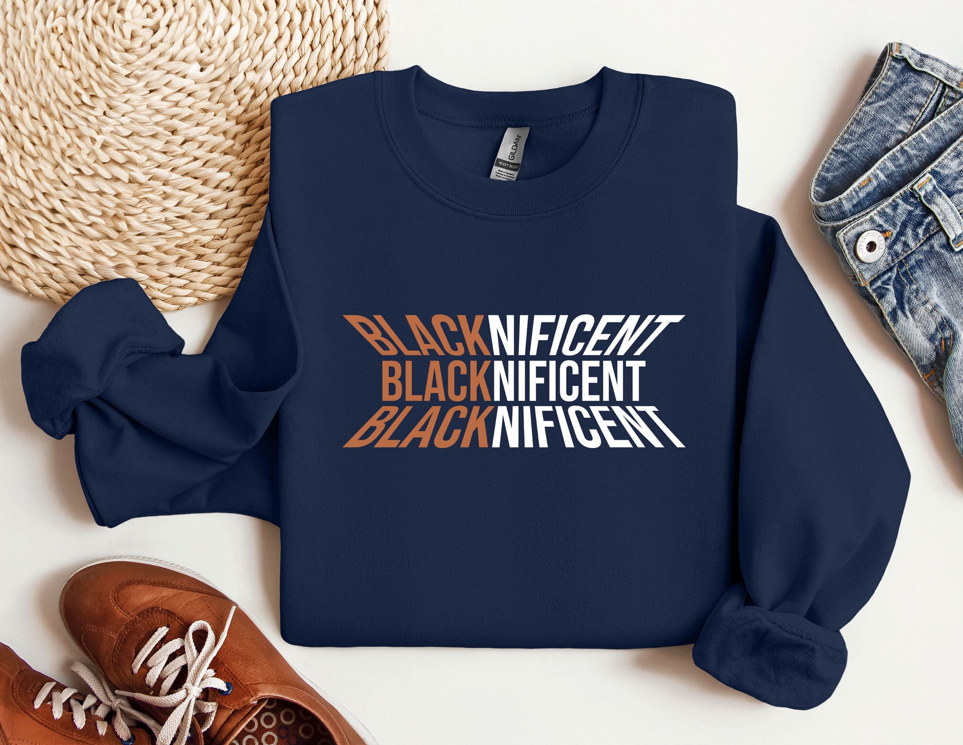 a blue sweatshirt with the words black, nice, nice and nice printed on it