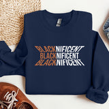 a blue sweatshirt with the words black, nice, nice and nice printed on it