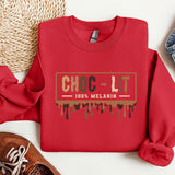 a red sweatshirt with the words choc - lit on it