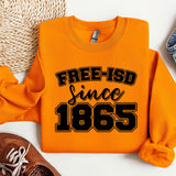 a pair of shoes and a sweatshirt with the words free - isd since 1965