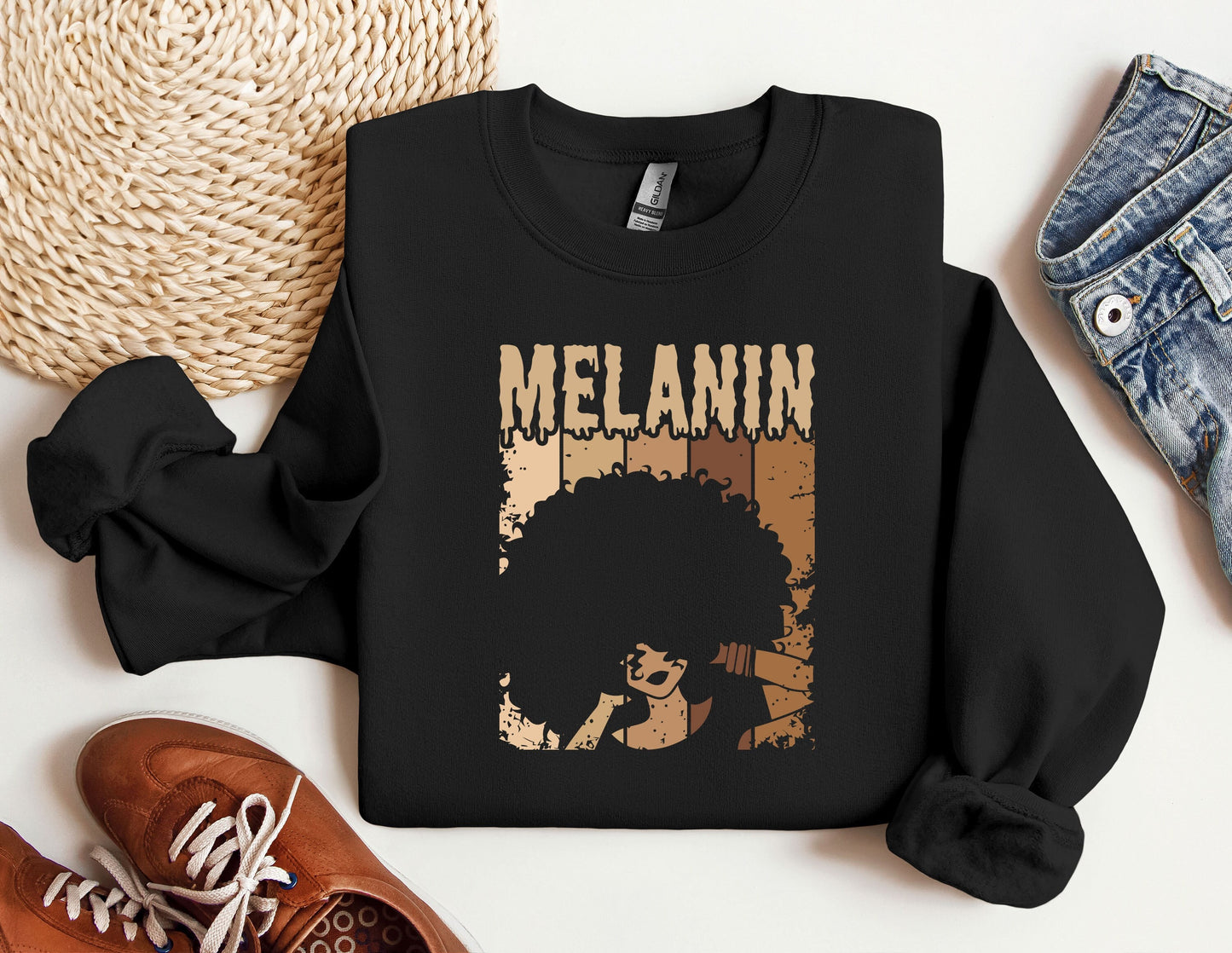 Melanin Sweatshirt, MLK Black History Sweatshirt, Black Lives Matter, Black Culture Crewneck, Human Rights, Black Pride Afro Women Hoodie