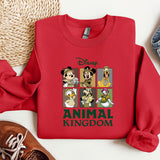 a red shirt with a mickey mouse and other disney characters
