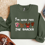 i'm here for the snacks sweatshirt