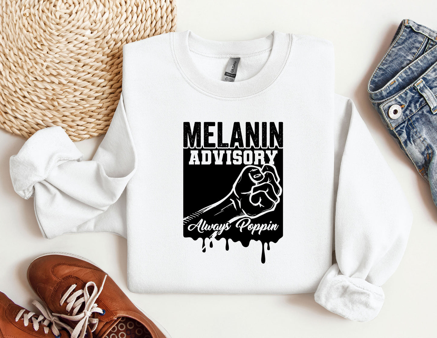 Melanin Advisory Always Poppin Fist Sweatshirt, MLK Black History Hoodie, Melanin Crewneck, Black Lives Matter Shirt, Gift for Black Teacher