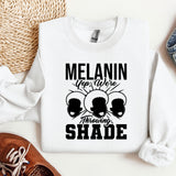 a white sweatshirt with the words melanin on it