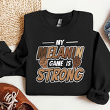 a black sweatshirt that says, my nelson game is strong