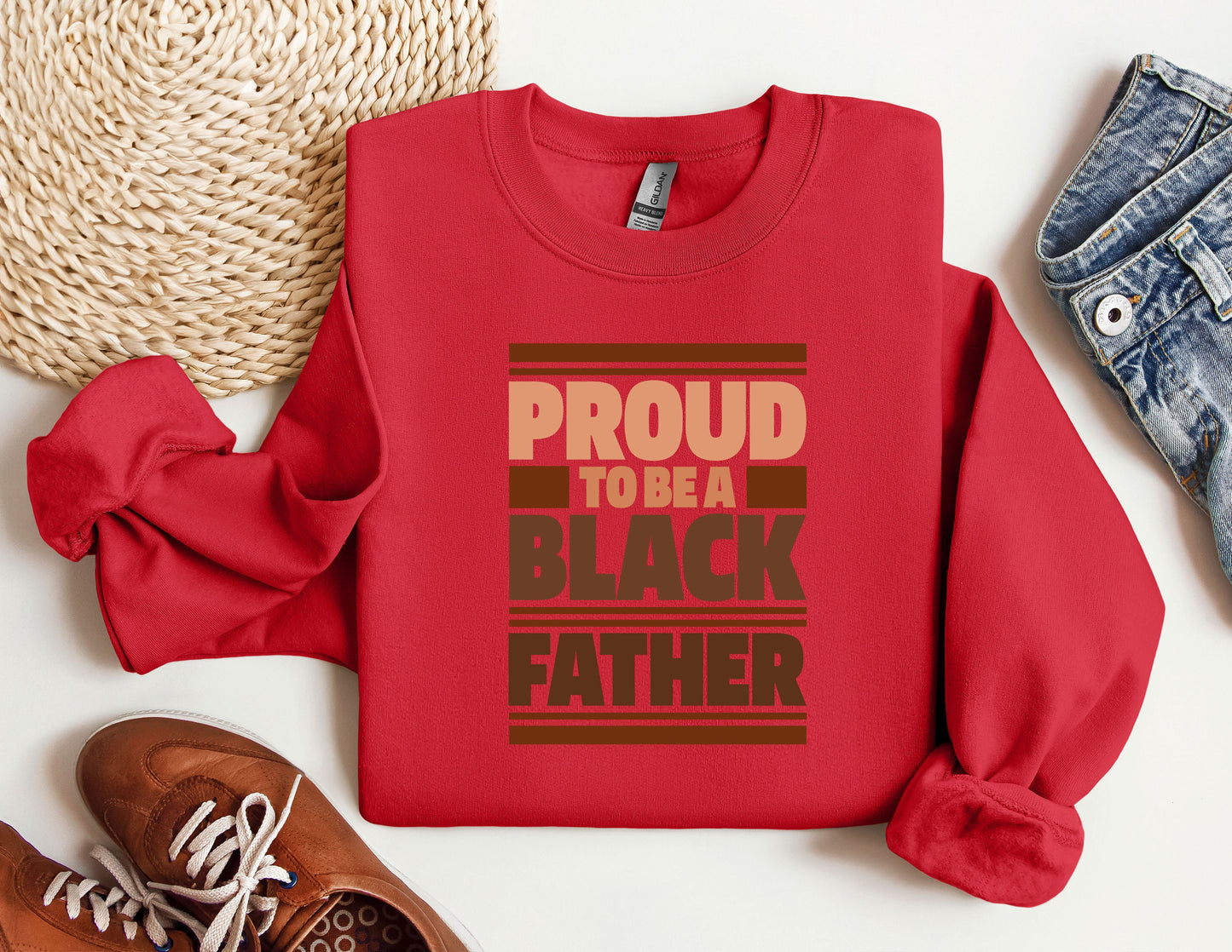 a red shirt that says proud to be a black father