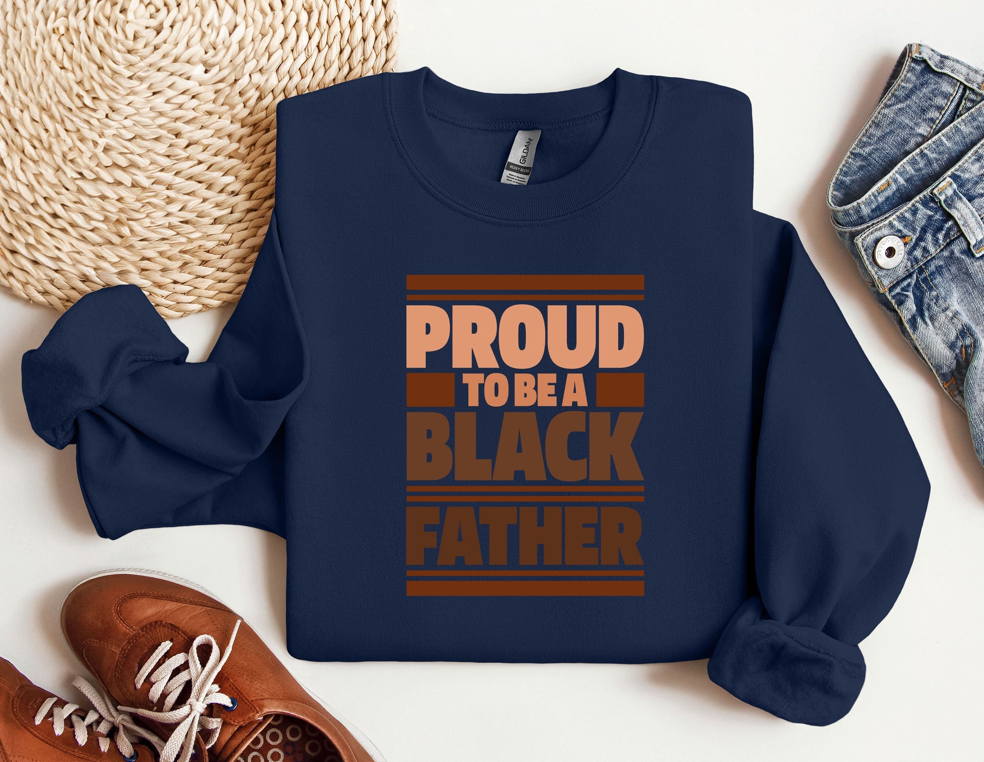 a blue sweatshirt that says proud to be a black father