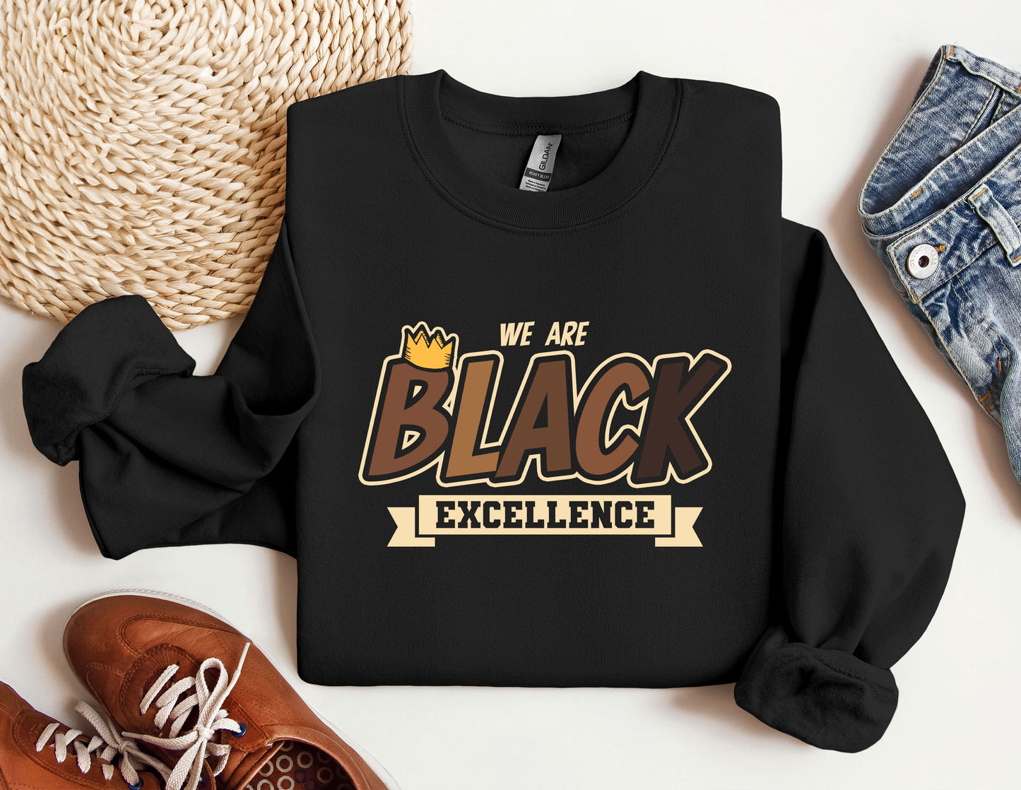 a black sweatshirt with the words we are black excellence on it