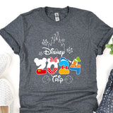 a gray shirt with mickey mouse and mickey mouse ears on it