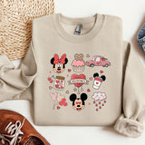 a sweater with mickey and minnie mouses on it
