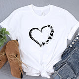 a white t - shirt with a heart drawn on it