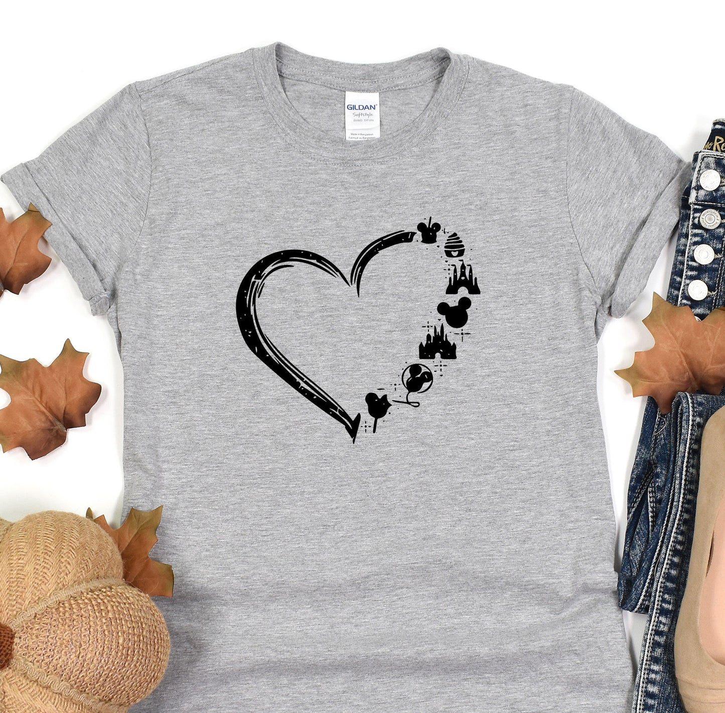 a t - shirt with a picture of a heart on it