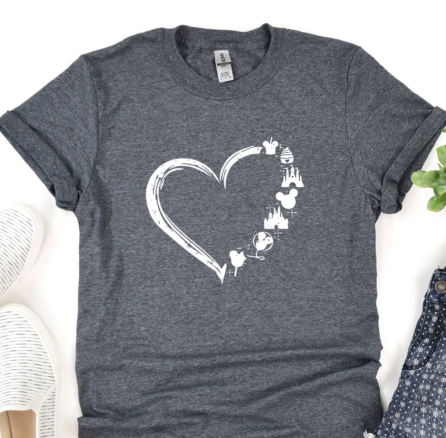 a t - shirt with a heart drawn on it