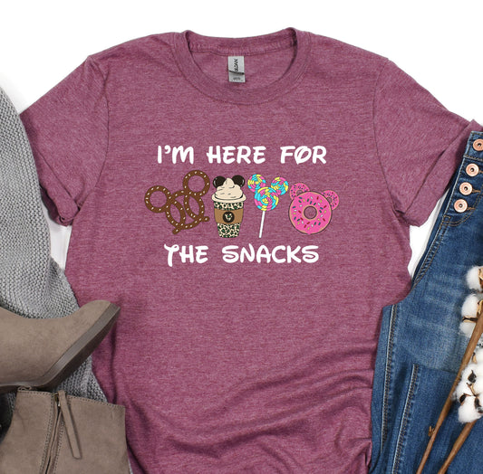 i&#39;m here for the snacks t - shirt