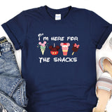 a t - shirt that says i'm here for the snacks