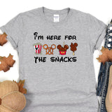 a t - shirt that says i'm here for the snacks