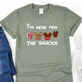 a t - shirt that says i'm here for the snacks