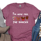 a t - shirt that says i'm here for the snacks