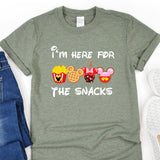 a t - shirt that says i'm here for the snacks