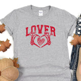 a t - shirt that says lover with a heart on it