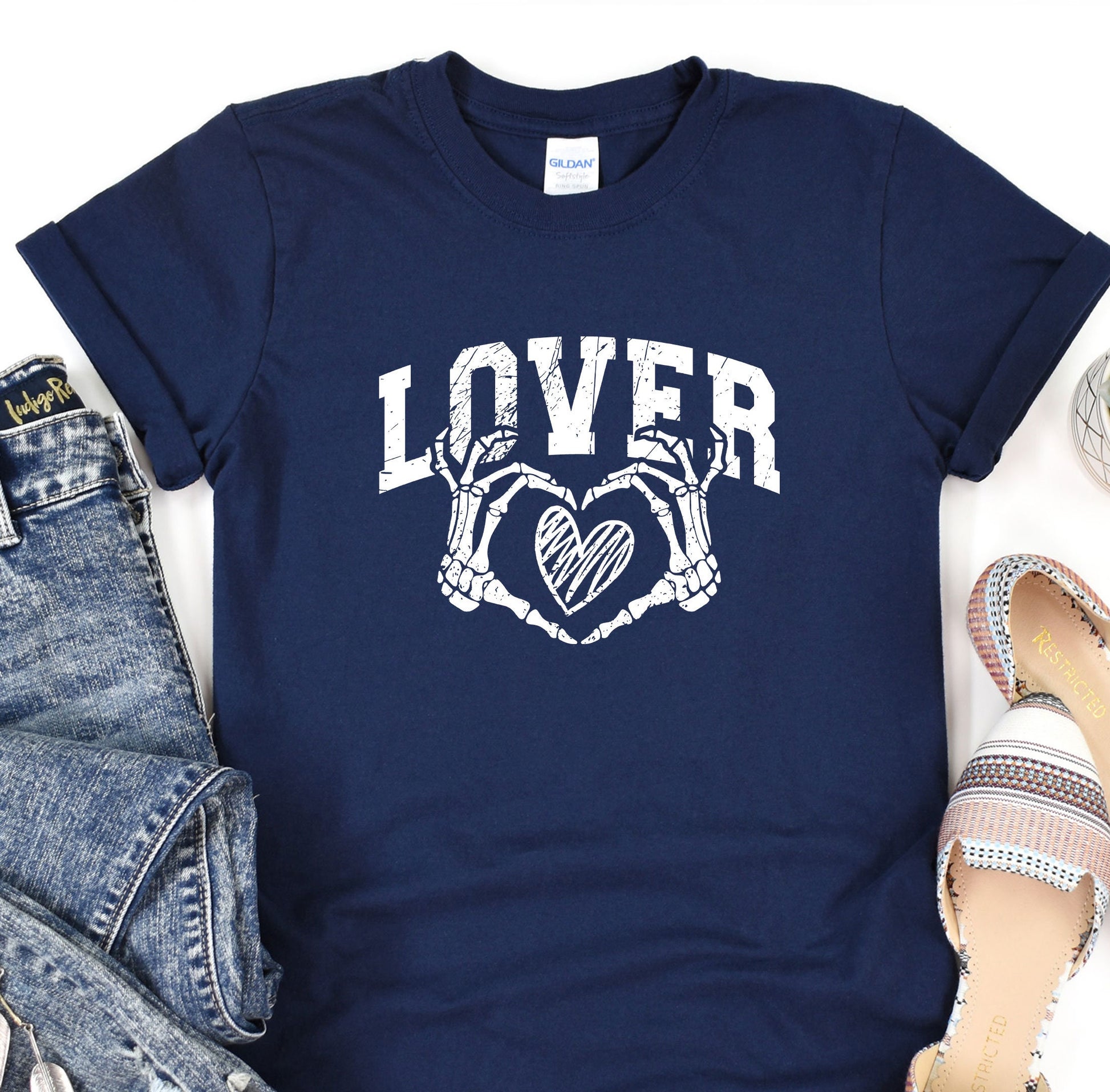 a t - shirt that says lover with two hands holding a heart