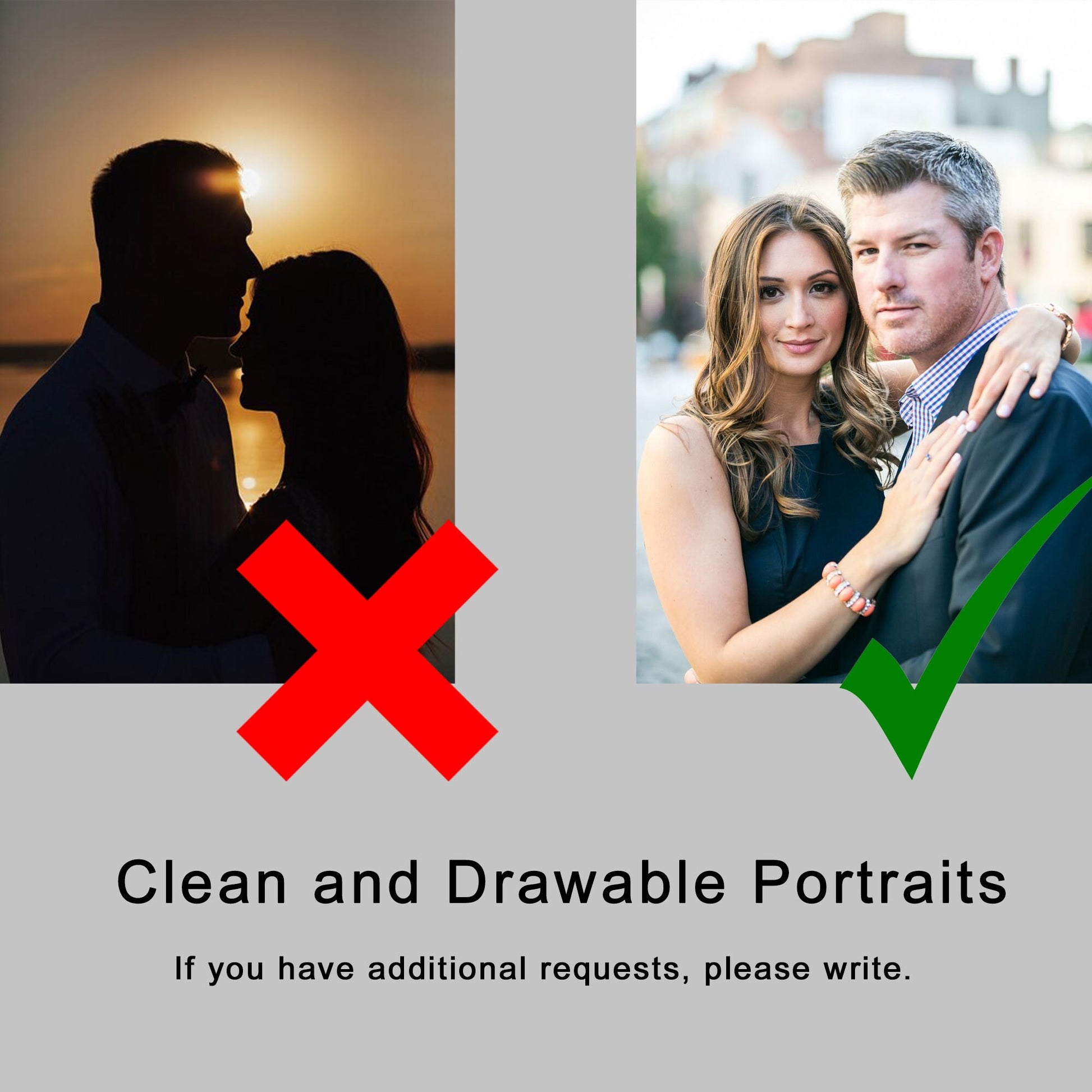 a man and a woman kissing in front of a sign that says clean and draw