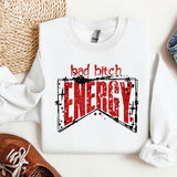 a white sweatshirt with the words energy printed on it