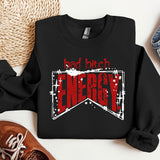 a black sweatshirt with the words energy printed on it