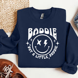 a sweatshirt that says badie but a little scout